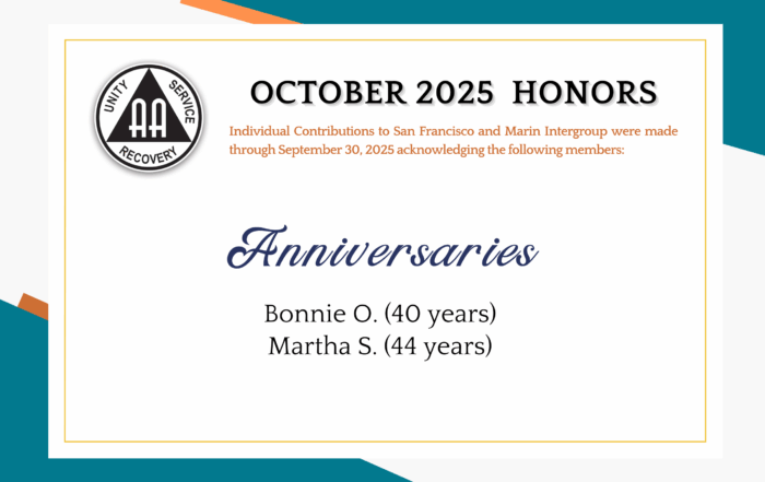 An image that reads the anniversary celebrations of Bonnie O. (40 years) and Martha S. (44 years)